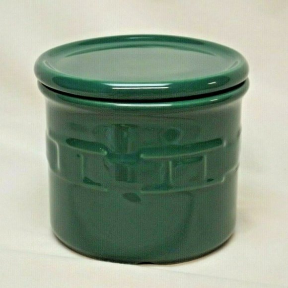 Longaberger Pottery Ivy Green 1 Pint Crock with New Coaster / Lid & Certificate - Picture 4 of 12